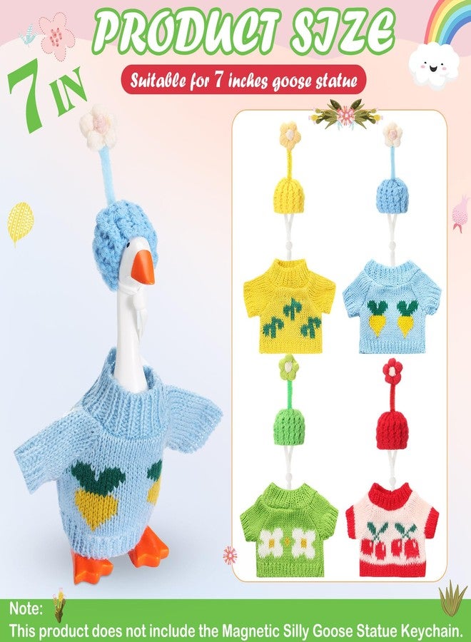 مجموعة SilTriangle المكونة من 4 قطع، 7 بوصات، ملابس صغيرة محبوكة على شكل أوزة، حامل مفاتيح مغناطيسي لطيف على شكل أوزة، ملابس متعددة الألوان للمنزل والمكتب، تمثال بطة مغناطيسي، حامل مفاتيح على الطاولة، هدايا ديكور (نابض بالحياة) - Image 2